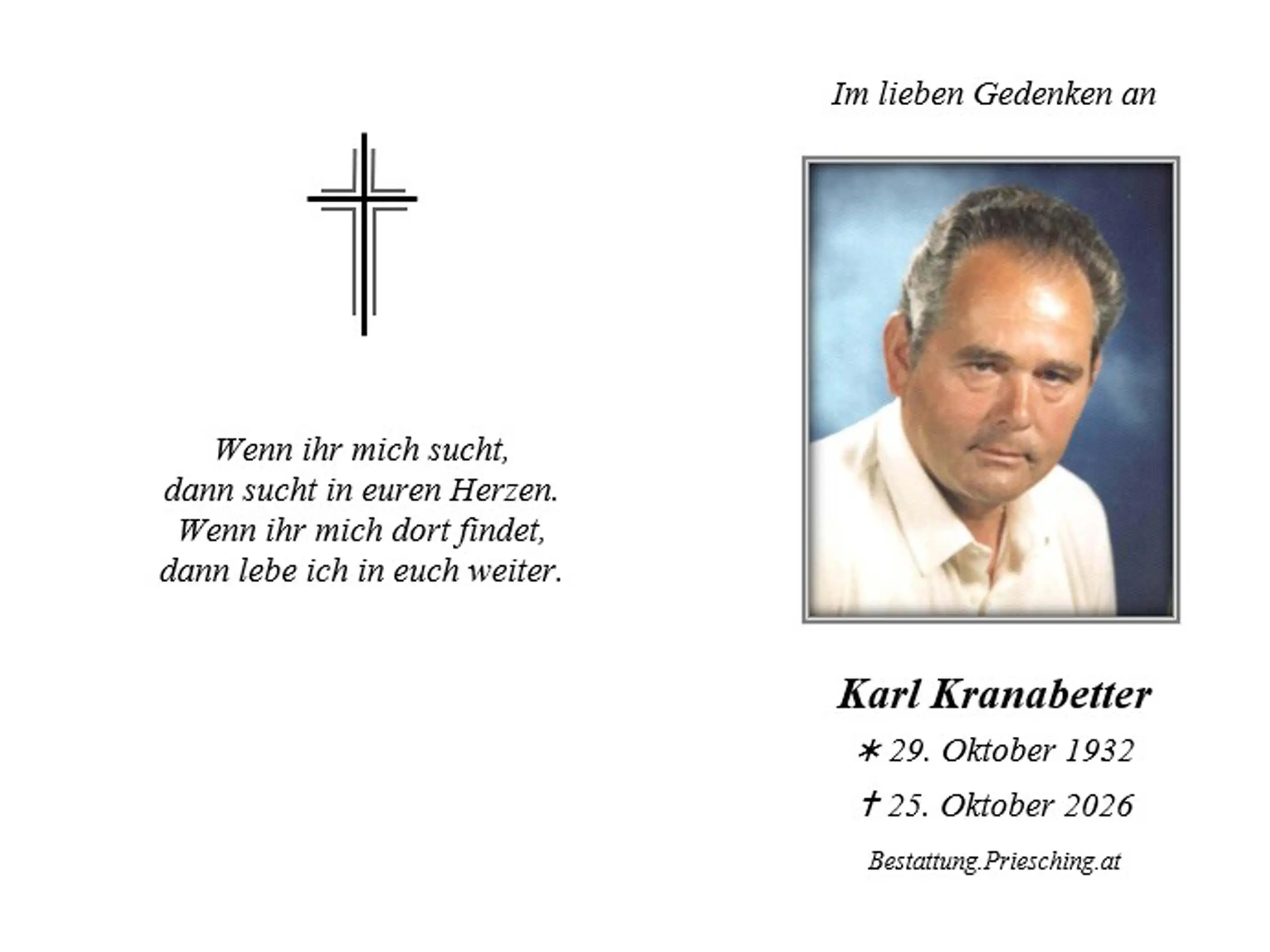 Sterbebild Innen
