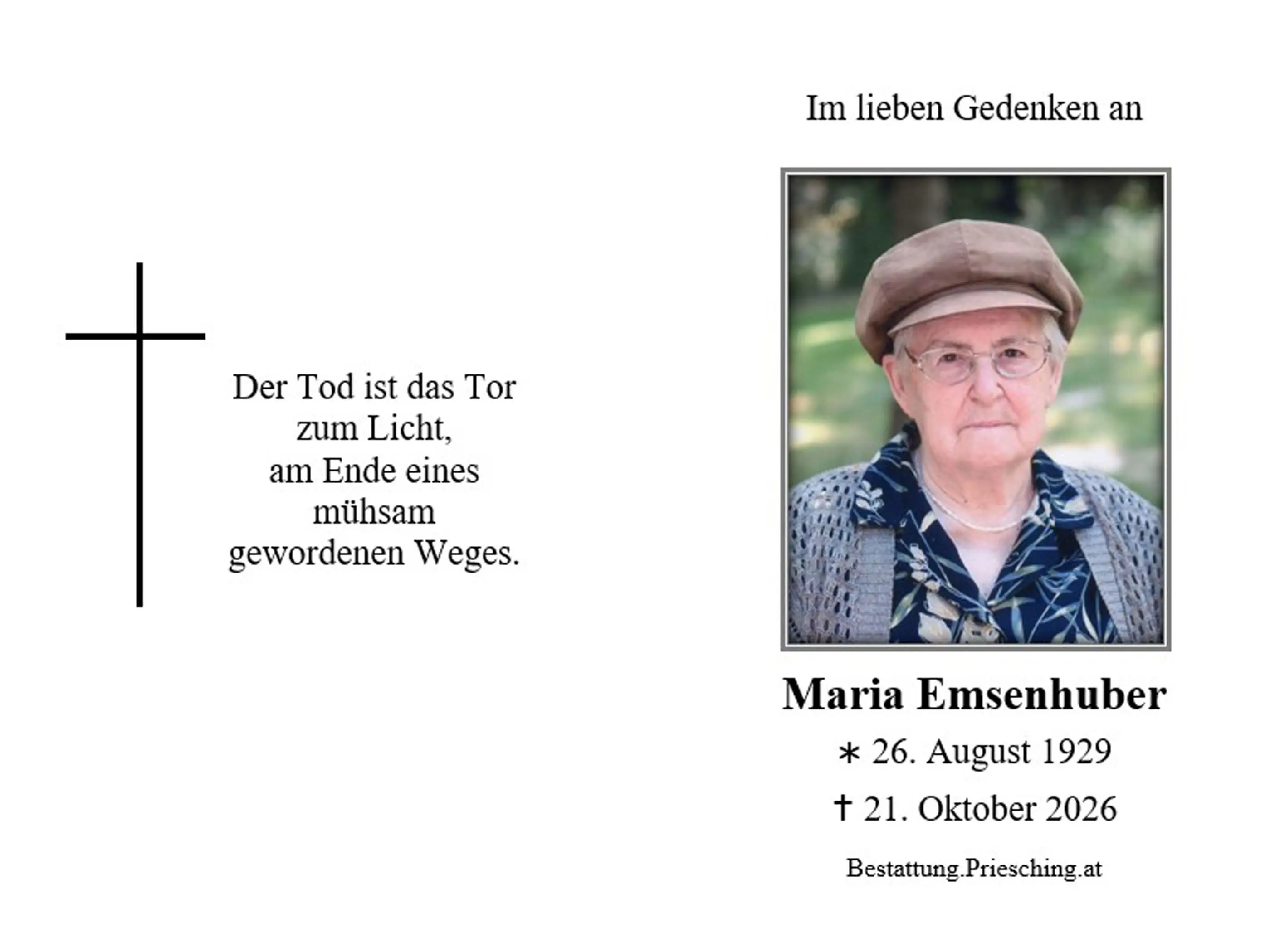 Sterbebild Innen