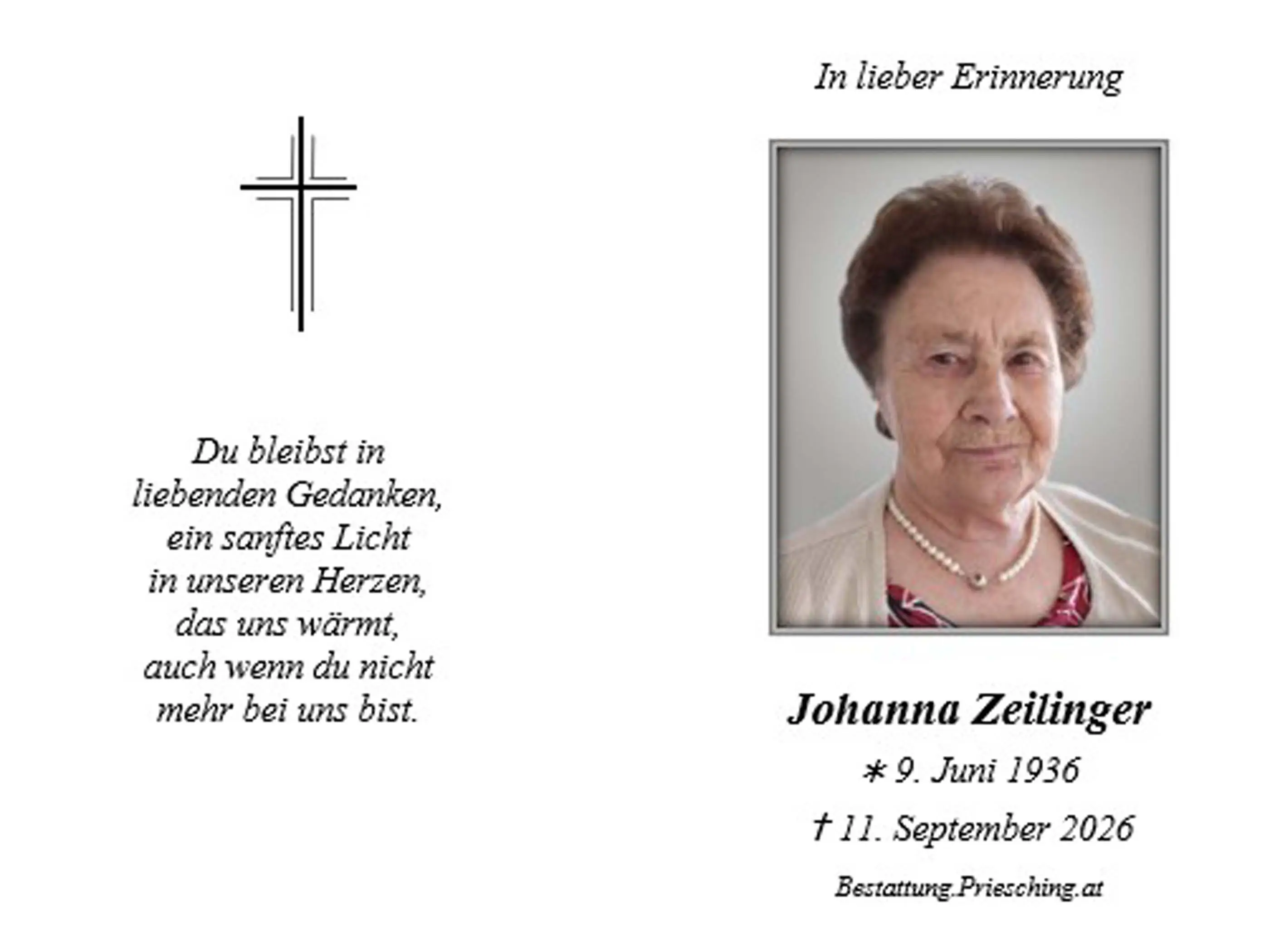 Sterbebild Innen